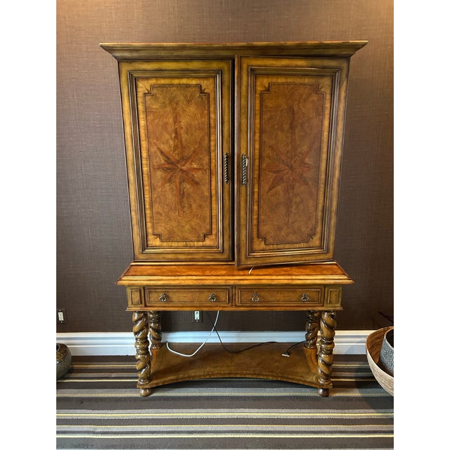 Maitland-Smith Burlwood Armoire With Compass Marquetry For Sale - Image 9 of 9
