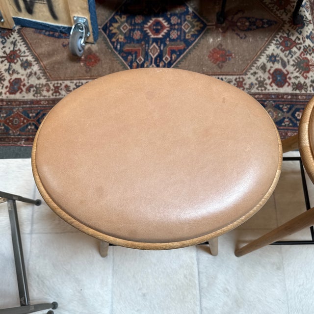 Tan Space Copenhagen for Mater Soaped Oak Wood Counter Stools, Pair For Sale - Image 8 of 12