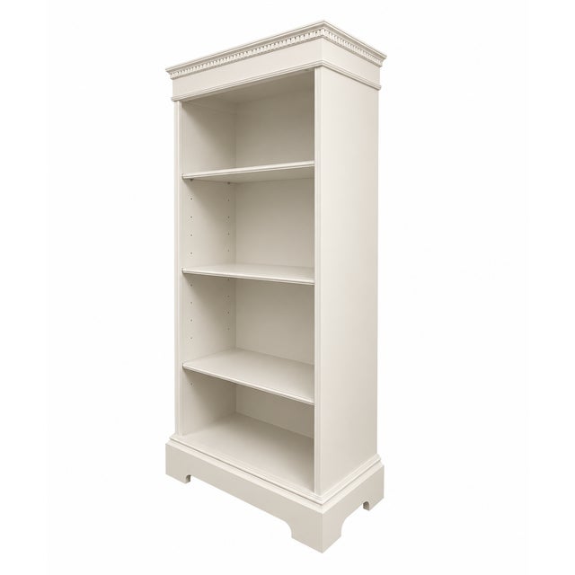 Antique Neoclassical Bookcase in Benjamin Moore Seapearl Lacquer For Sale In West Palm - Image 6 of 8