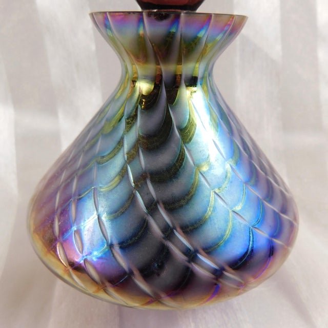 Contemporary Purple Rainbow Iridescent Perfume Bottle For Sale - Image 3 of 6