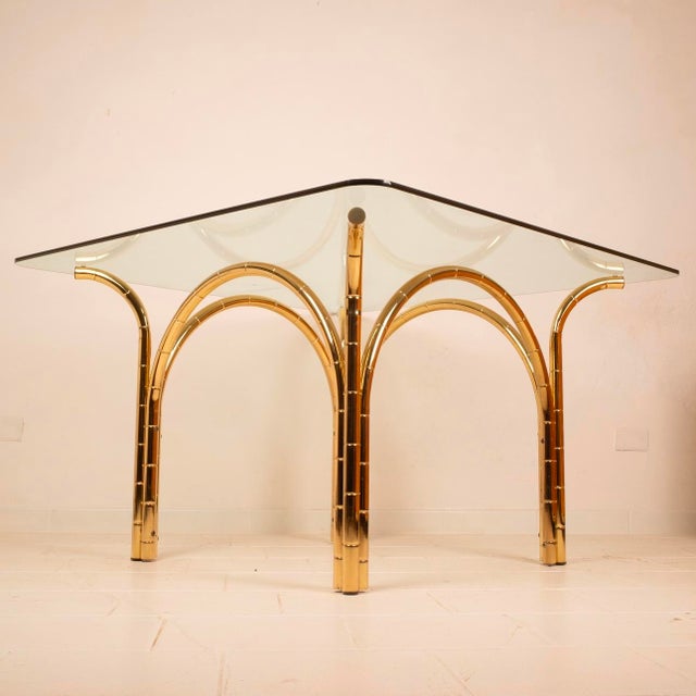 1970s Italian Crystal and Brass Table, 1970s For Sale - Image 5 of 15