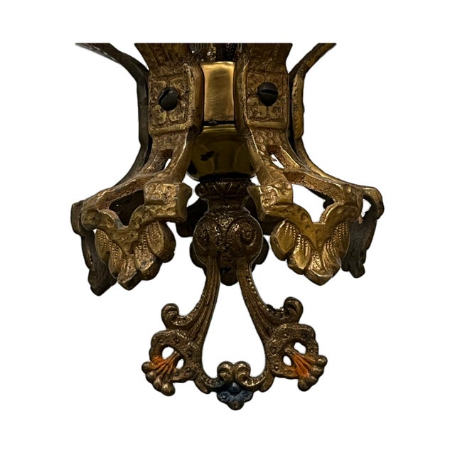Bronze 1920s Cast Bronze Chandelier With Original Finish For Sale - Image 8 of 9