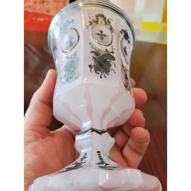 Pink Antique Bohemian Glass Moser Pink Opaline Goblet For Sale - Image 8 of 8