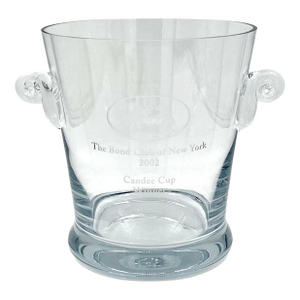 Vintage Hand Blown Crystal Ice Bucket Bull and Bear Ny Bond Club Trophy