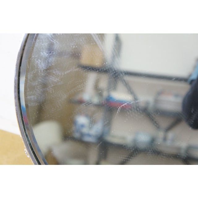 Silver Antique Victorian Art Nouveau Round Plateau Mirror Dresser Bar Vanity Tray 15" For Sale - Image 8 of 11