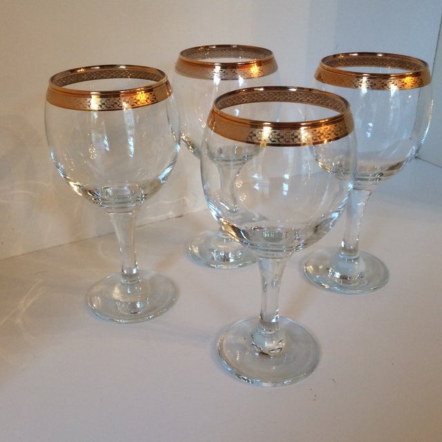 Vintage Crystal Wine Glasses With Gold Band Rim Set of 4 Chairish