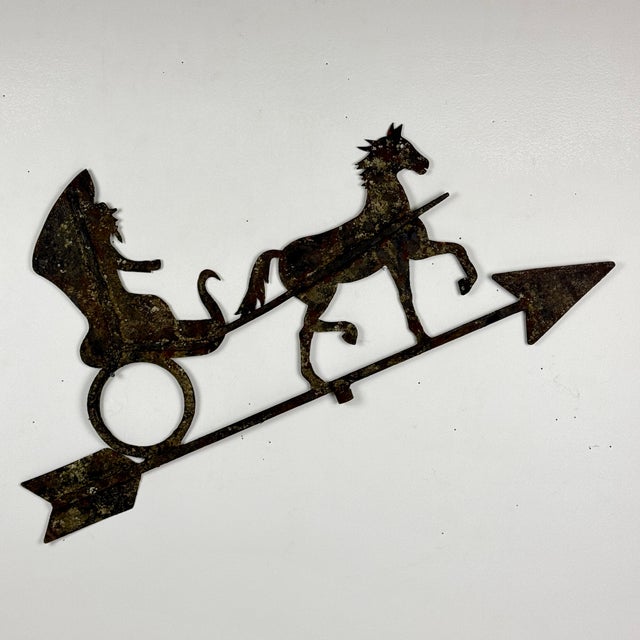 19th Century Salvaged Sheet Metal Weathervane Horse & Carriage For Sale - Image 10 of 12