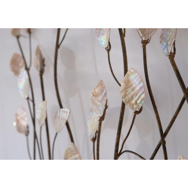 Mid Century Metal Tree Branches With Mother of Pearl Leaves Wall Sculpture For Sale In San Francisco - Image 6 of 12