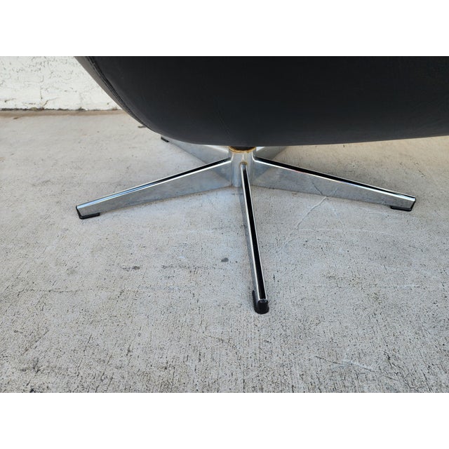 Selig Swedish Modernist Leather Chair & Ottoman 1970s For Sale - Image 12 of 18