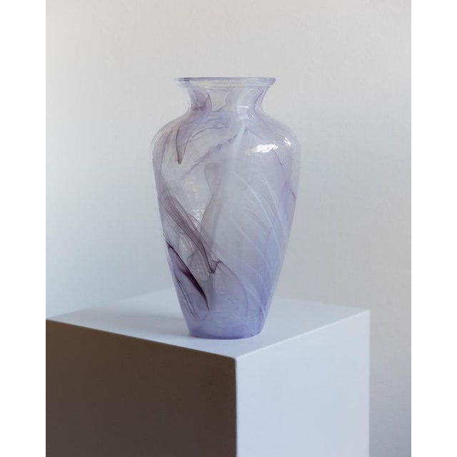 Large Vintage Vase in Lilac and White Swirl Glass, 1970s For Sale - Image 3 of 11