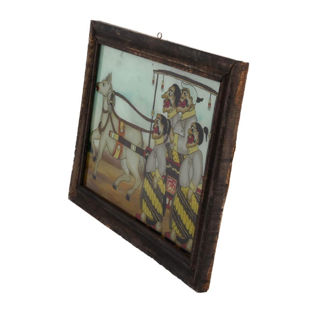 Framed Punakawan Royal Procession Reverse Glass Painting For Sale - Image 4 of 10
