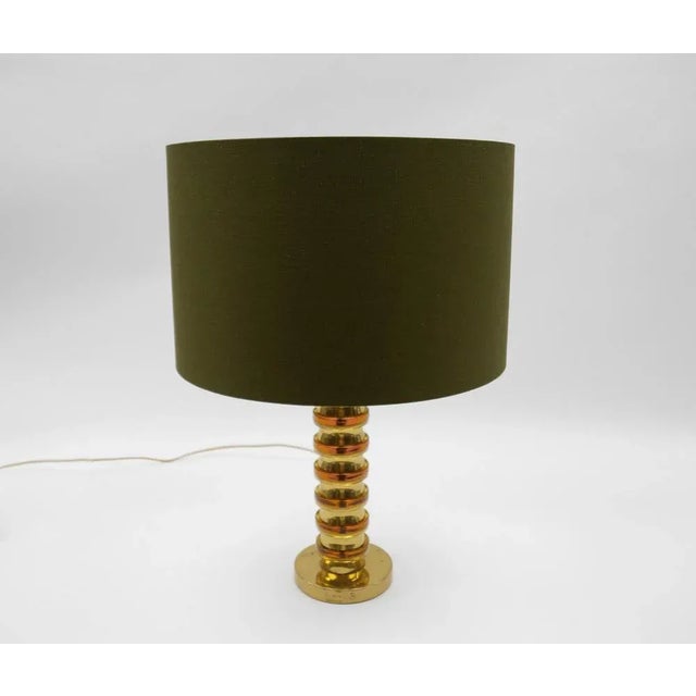 Mid century modern gold orange swirls table lamp base, 1960s germany the lampshade is to illustrate how the lamp base...