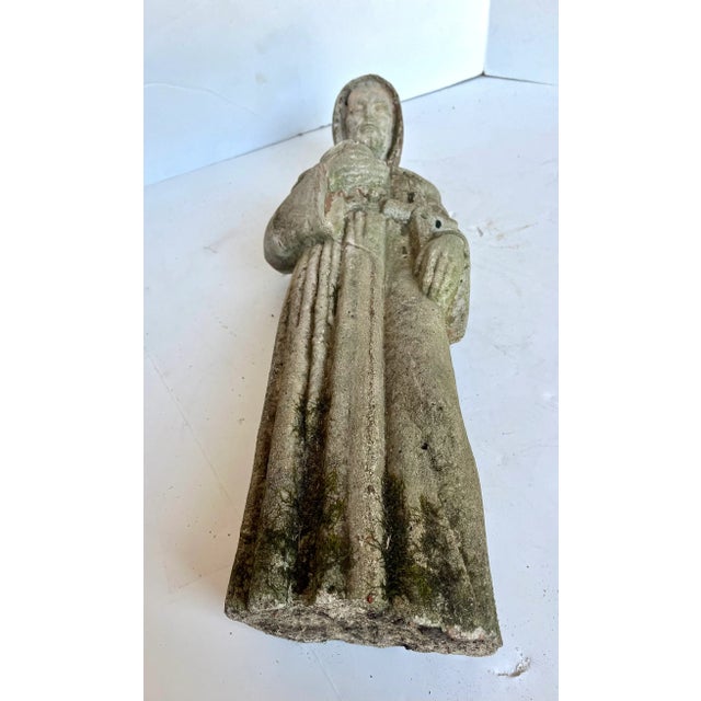 Gray Vintage Saint Francis of Assisi Concrete Garden Statue For Sale - Image 8 of 18