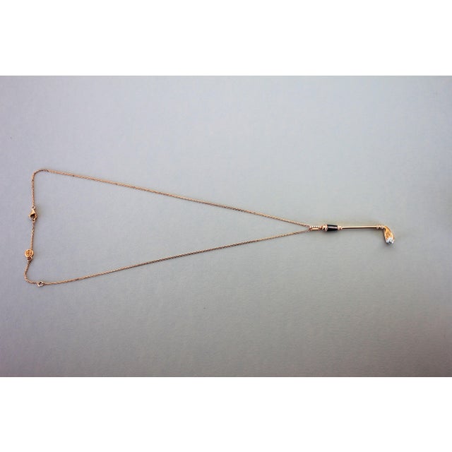 Contemporary Diamond Black Grey Mother of Pearl Golf Club Birdie Jewelry 18 Karat Rose Gold For Sale - Image 3 of 10