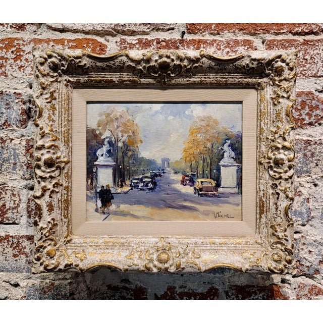 Andre Michel -1940s Champ Elysees Parisian Scene-Oil Painting French Impressionist - Oil painting on canvas - signed...
