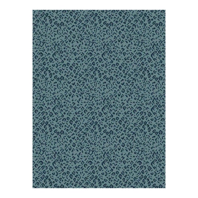 Panthera Spotted Leopard Hand-Looped Area 6' x 9' Rug - Topaz Blue For Sale