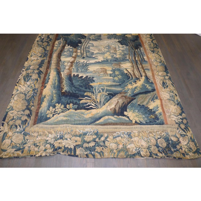 Baroque 19th Century Late 17th Century Flemish Baroque Verdure Tapestry - 5'8" x 9'8" For Sale - Image 3 of 10