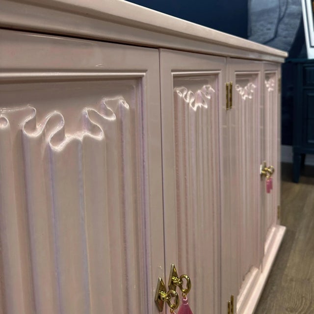 Mid 19th Century Pink Lacquered Buffet Credenza Cabinet | Chairish