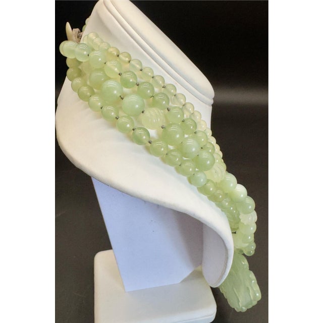 1970s Chinese Export Jadeite Moth Pendant Multi Strand Beaded Necklace For Sale In New York - Image 6 of 17