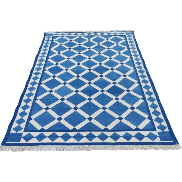 Handmade Cotton Diamond Cross Rug For Sale