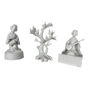 Japanese Style Figurines White Porcelain Music Boxes and Decorative Tree