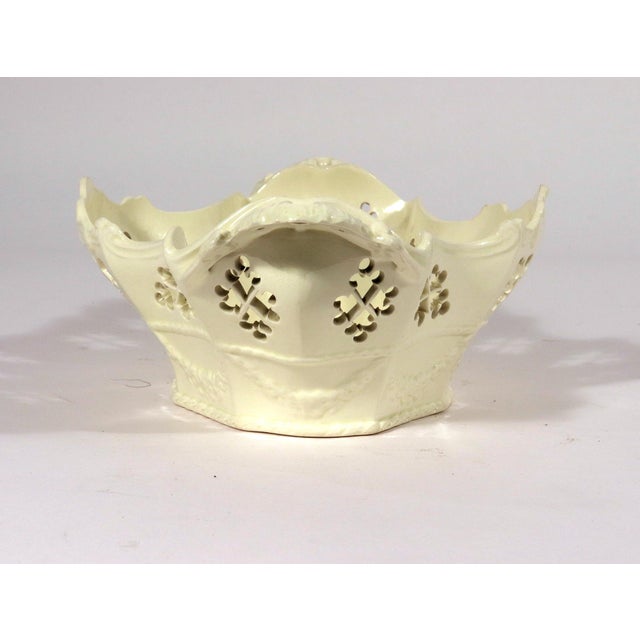 English Creamware Rococo Fruit Baskets and Stands, Pair, Pierced and Shell-Molded For Sale - Image 12 of 18
