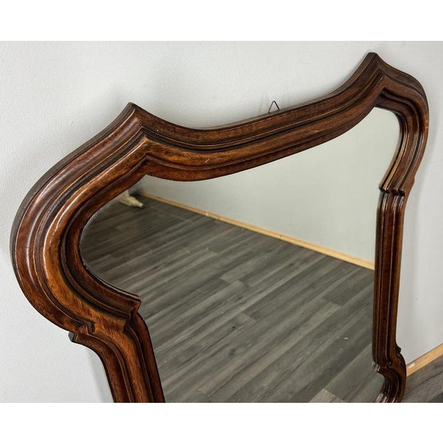 Vintage French Wall Mirror in Oak For Sale - Image 6 of 8