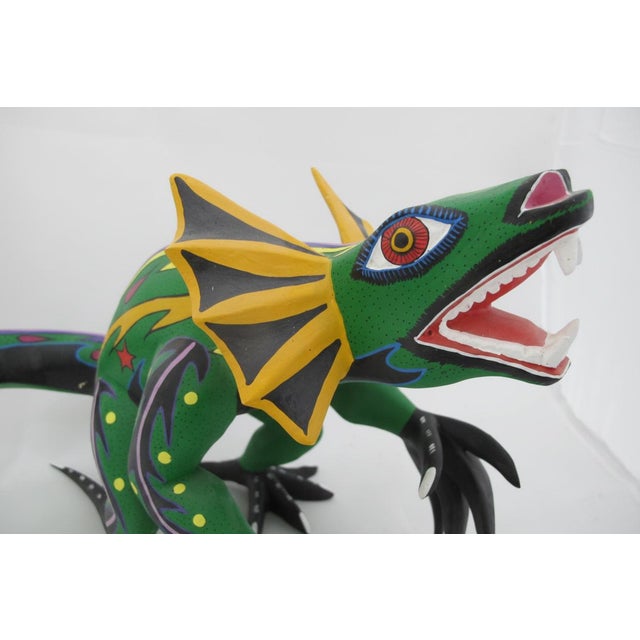 Oaxacan Alebrije Lizard Wood Carving Mexico Folk Art Figure Sculpture For Sale - Image 12 of 17