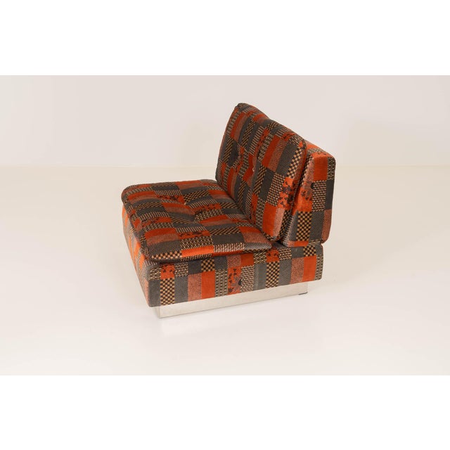 Saporiti Italia Modular Velvet Sofa Set with Coffee Table by Giovanni Offredi for Saporiti, 1970s, Set of 4 For Sale - Image 4 of 15