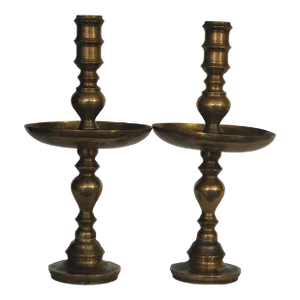 1970s Brass Etched Moroccan Style Altar Candle Holders - a Pair