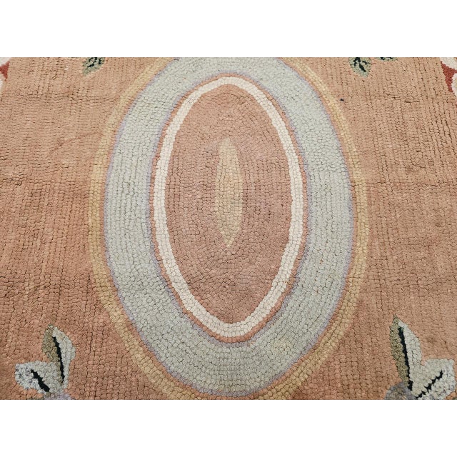 Vintage Hand-Hooked Rug, Floral Pattern, Wool & Cotton, American Folk Art, 3x4 For Sale - Image 12 of 14