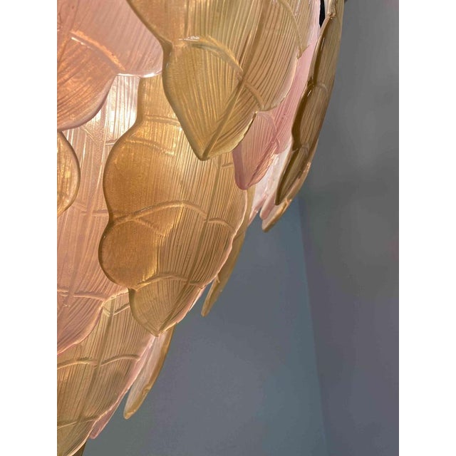 Italian Art Deco Gold and Pink Murano Glass Chandelier, 2000s For Sale - Image 13 of 15