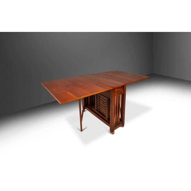 Mid-Century Modern Restored Mid-Century Modern Space Saver Minimalist Hide Away Dropleaf Table W/ 4 Hidden Folding Chairs, Romania, C. 1960's For Sale - Image 3 of 18