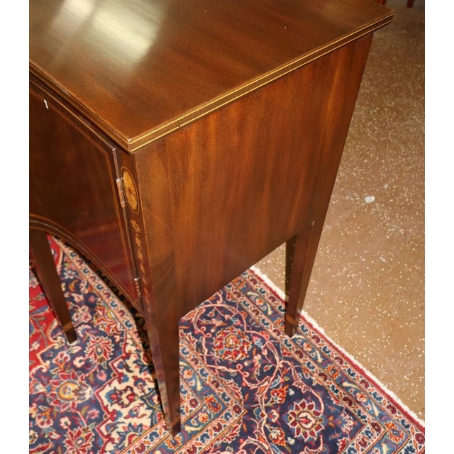 Brown 1990s Kittinger Regency Hepplewhite Style Mahogany Inlaid Server Buffet Sideboard For Sale - Image 8 of 11