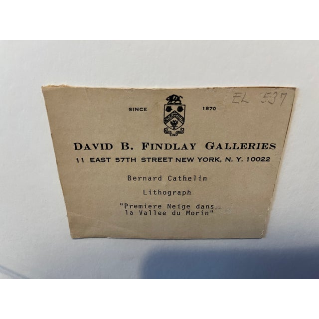 Bernard Cathelin Signed Ea/Artist Print "Premiere Neige Dans La Vallee Du Morin" Lithograph With Findlay Provenance 1960s Mid-Century Modern For Sale - Image 4 of 9