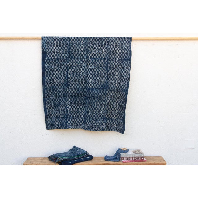 African Segou Matrix Indigo Mud Cloth Throw For Sale - Image 3 of 5