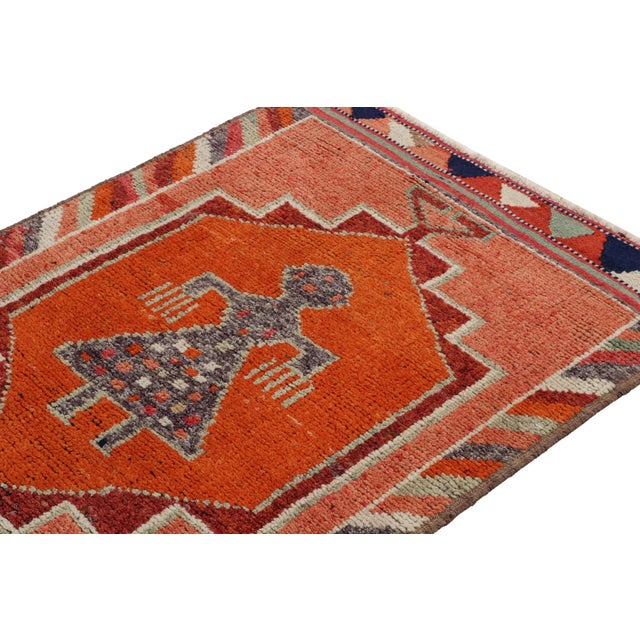 Rug & Kilim 1950s Vintage Tribal Rug in Red, Orange, Medallions and Geometric Patterns For Sale - Image 4 of 7