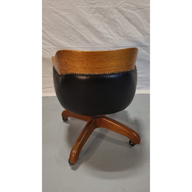 Mid 20th Century Vintage Leather Office Chair For Sale - Image 4 of 7