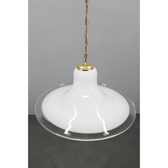 Mid-Century Modern Italian Glass and Brass Pendant Light, 1960s For Sale - Image 4 of 12