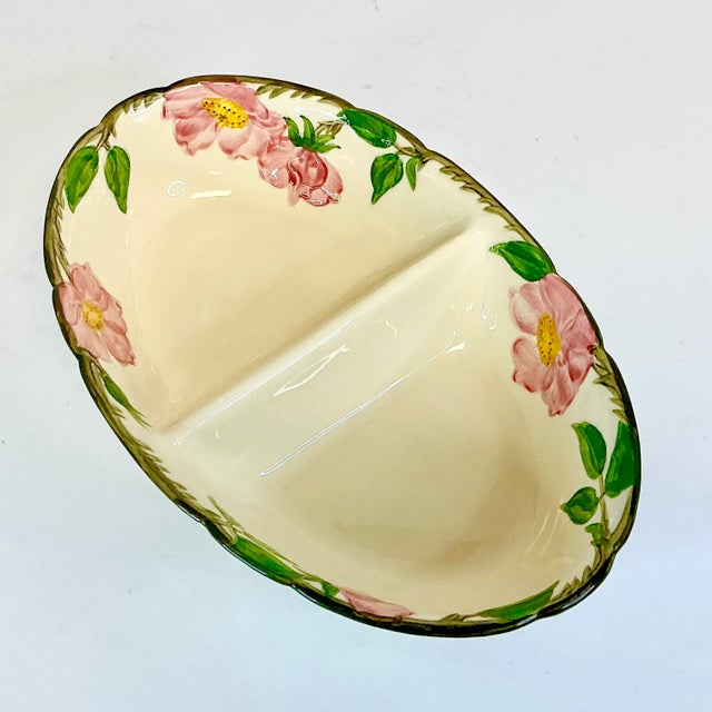 Mid-Century Americana Boho Chic Franciscan Desert Rose Oval Divided Serving Bowl For Sale - Image 6 of 10