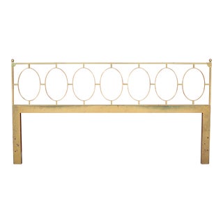 John Stuart Vintage King Size Brass Ovals Fretwork Headboard For Sale