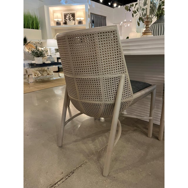 Transitional McGuire "Taru" Cane and Upholstered Dining Chair by Designer Laura Kirar For Sale - Image 3 of 8