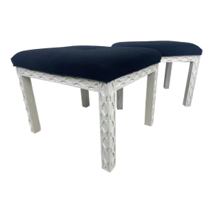 Handsome Chippendale Style Upholstered Benches/A Pair
