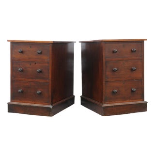 George III Three Drawer Nightstands W Priest Blackfriars, 1850, Set of 2 For Sale