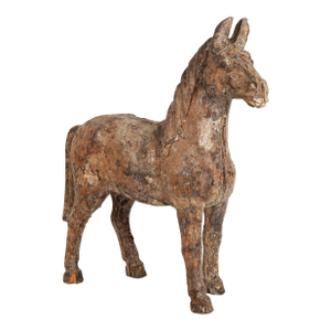 French 19th Century Carved Hardwood Horse, Likely Papier-Mâché Mold Form