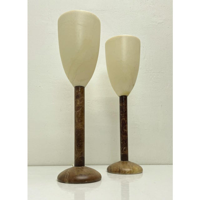 Brown Alabaster Goblet Table Lamps, 1970s, Set of 2 For Sale - Image 8 of 8