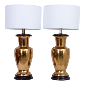 Late 20th Century Large Brass Lamps - a Pair