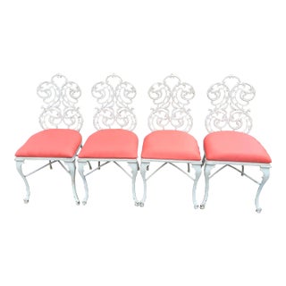 Hollywood Regency Cast Aluminum Dining Chairs- Set of 4 For Sale