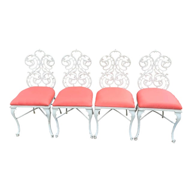 Hollywood Regency Cast Aluminum Dining Chairs- Set of 4 For Sale