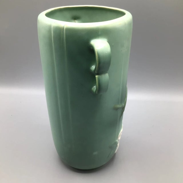 Weller Pottery Wild Rose Double Loop Handled Vase For Sale In Sacramento - Image 6 of 13